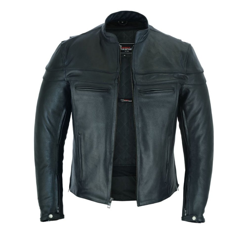 Men's Racer Leather Jacket with Zippered Vents